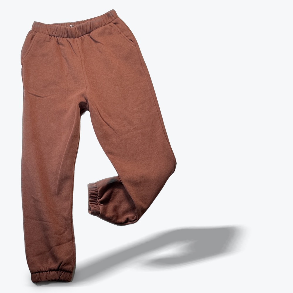Zara Fleece Jogger Sweatpants Women Brown Elastic Waist Pockets Size Medium